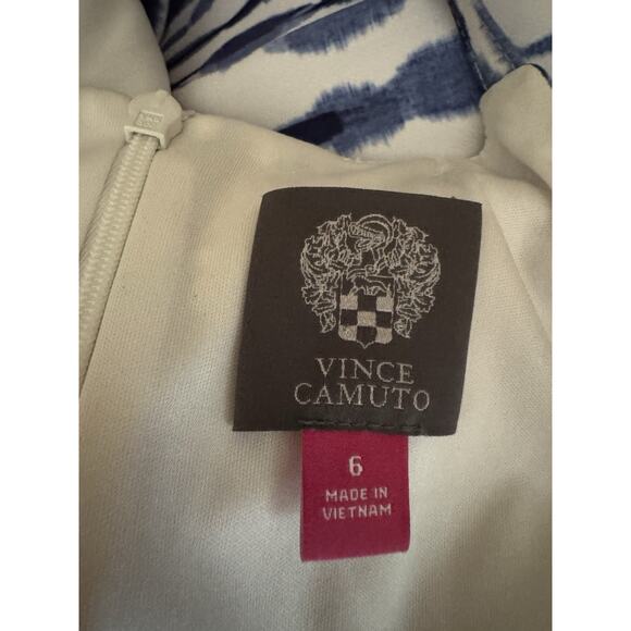 🔴Vince Camuto Scuba Strapless Blue And White A Line Dress 6 - Picture 6 of 6